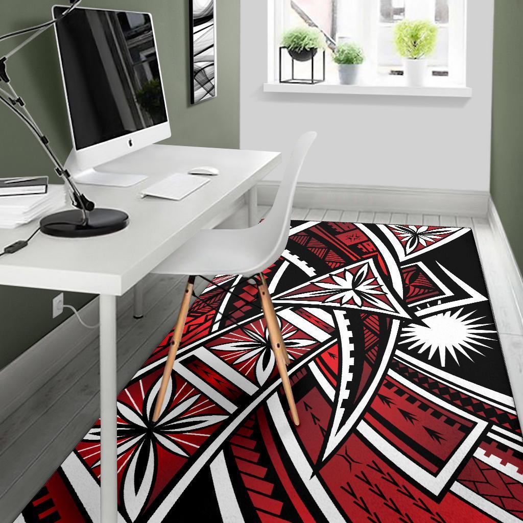 Marshall Islands Area Rug - Tribal Flower Special Pattern Red Color