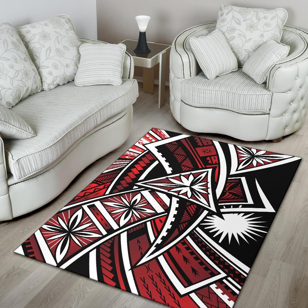 Marshall Islands Area Rug - Tribal Flower Special Pattern Red Color