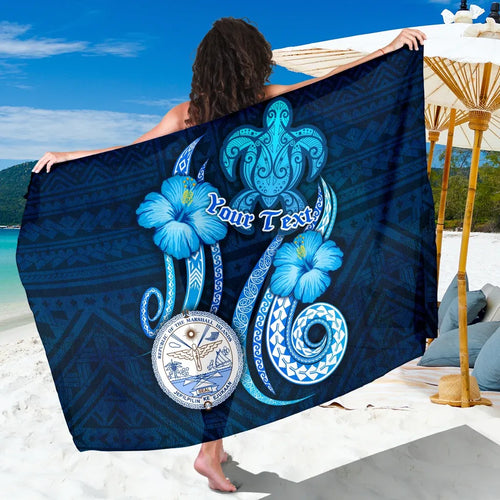 Marshall Islands Personalised Sarong - Turtle and Tribal Tattoo Of Polynesian