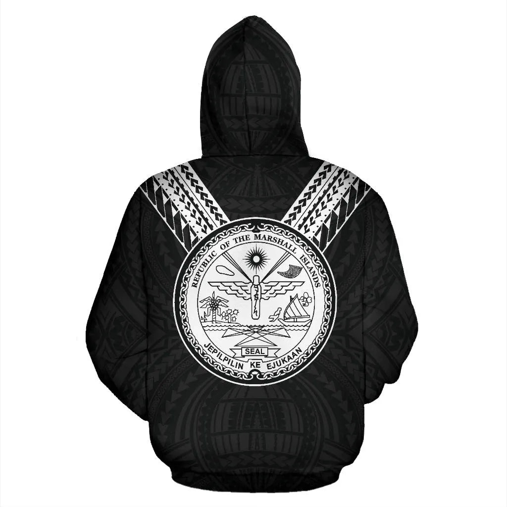 Marshall Islands All Over Hoodie - Black White Sailor Style