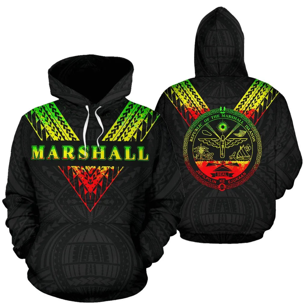 Marshall Islands All Over Hoodie - Reggae Color Sailor Style