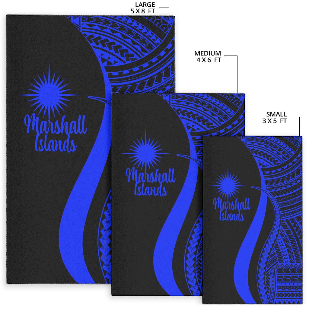 Marshall Islandss Area Rug - Blue Polynesian Tentacle Tribal Pattern