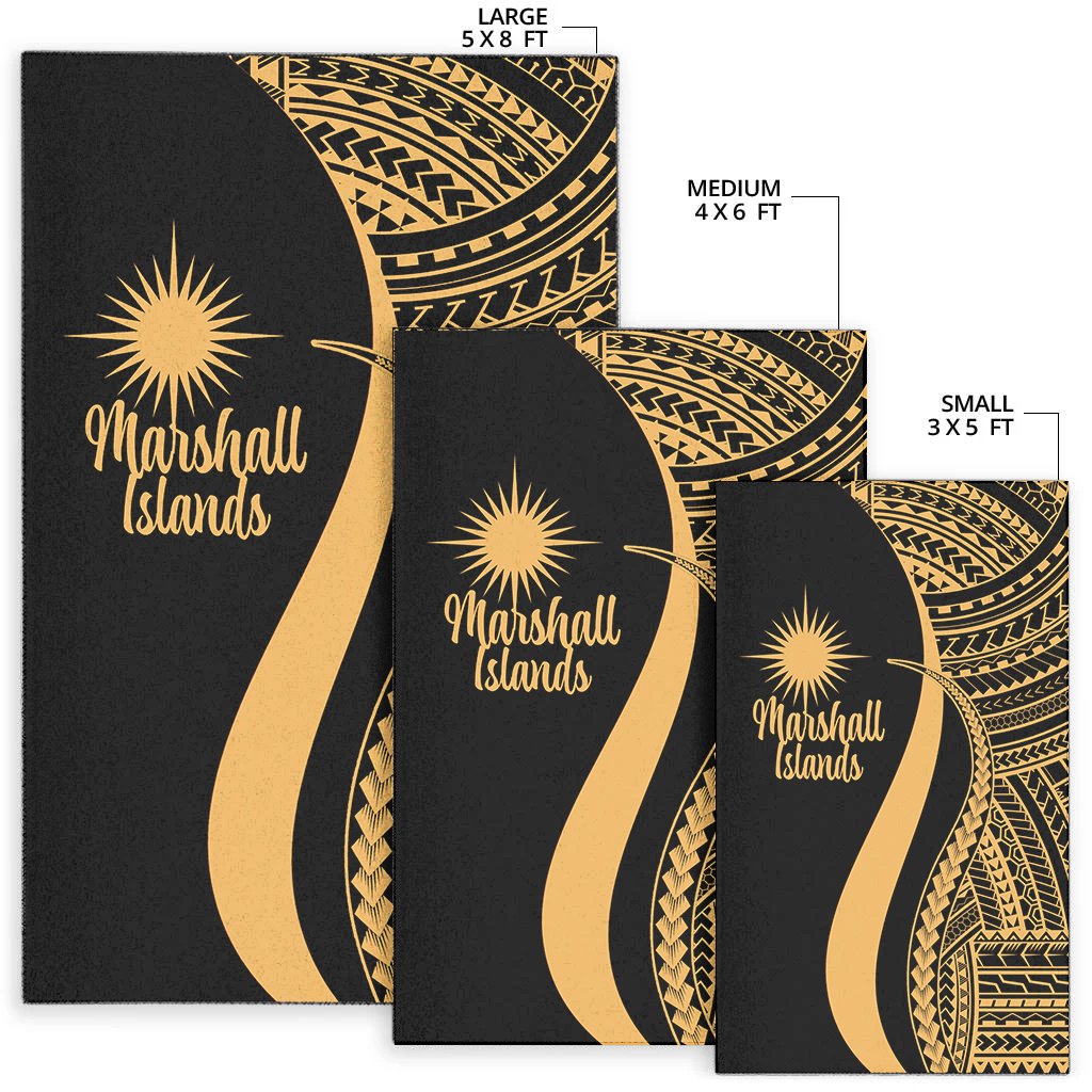 Marshall Islandss Area Rug - Gold Polynesian Tentacle Tribal Pattern