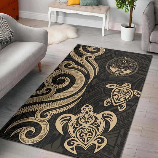 Marshall Islandss Area Rug - Gold Tentacle Turtle Crest
