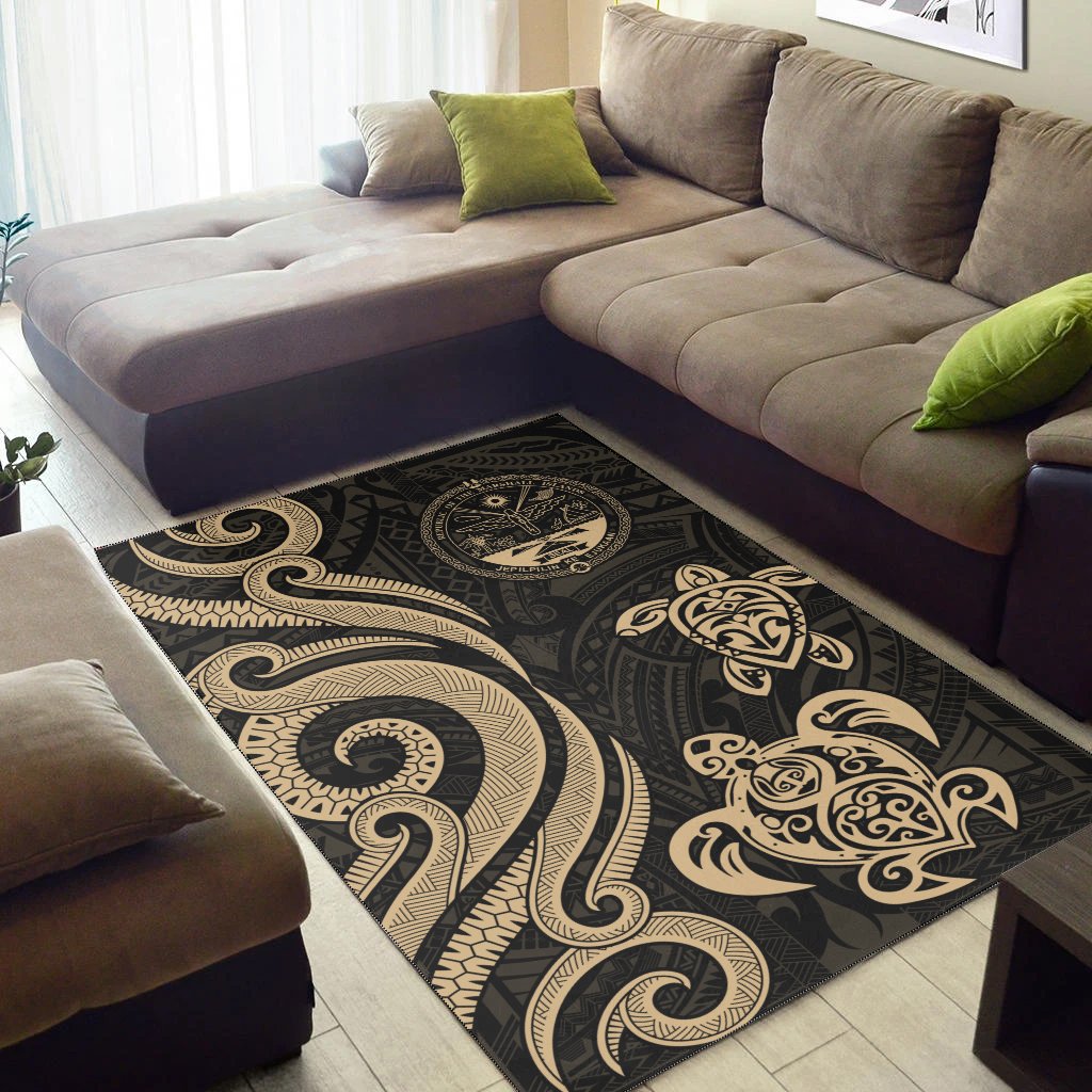 Marshall Islandss Area Rug - Gold Tentacle Turtle Crest