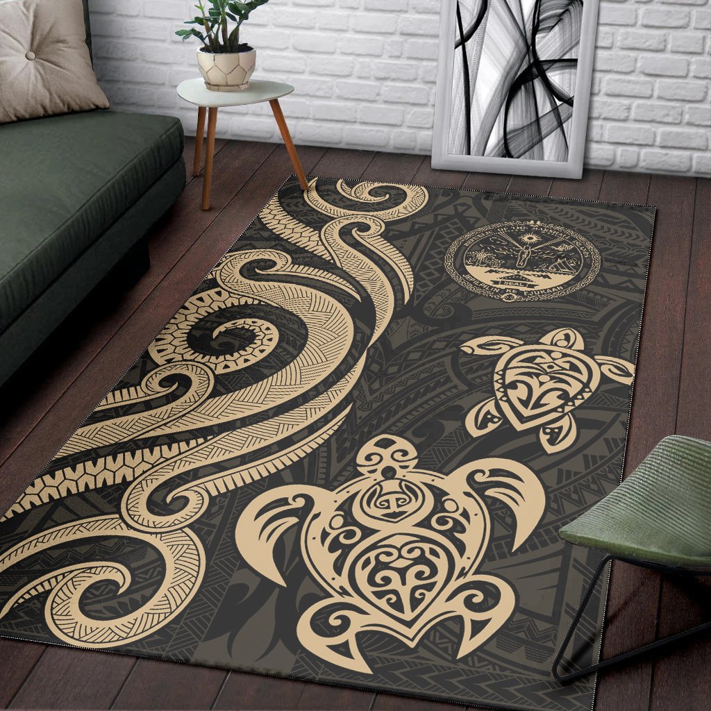 Marshall Islandss Area Rug - Gold Tentacle Turtle Crest