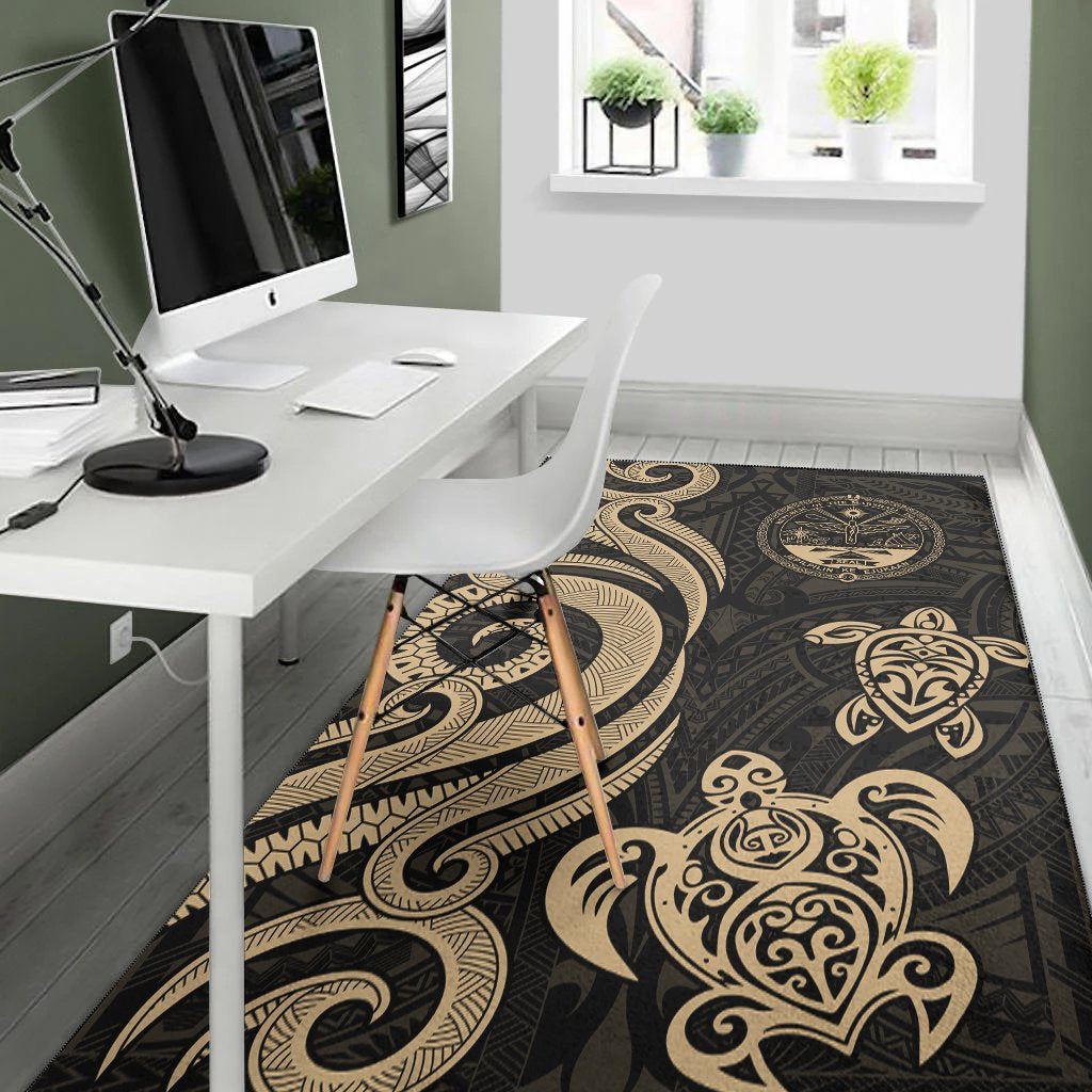 Marshall Islandss Area Rug - Gold Tentacle Turtle Crest