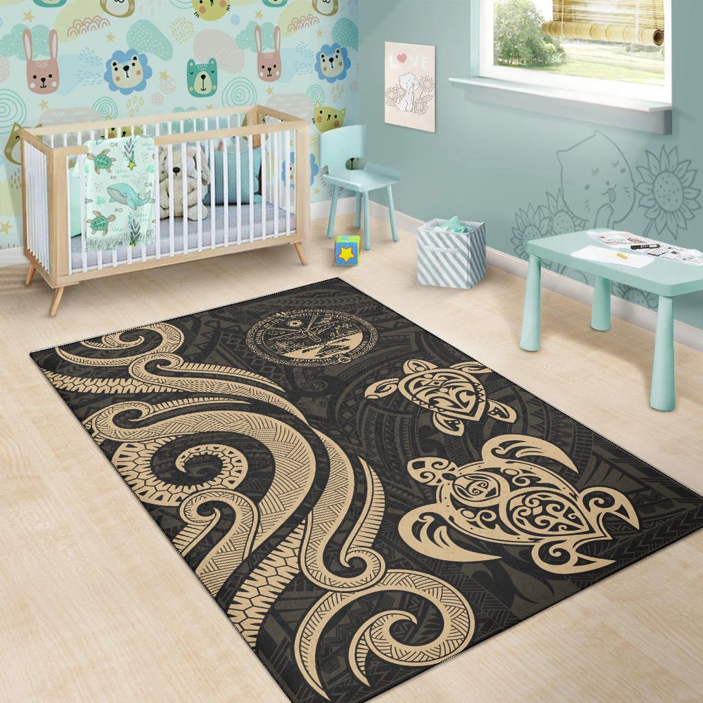 Marshall Islandss Area Rug - Gold Tentacle Turtle Crest