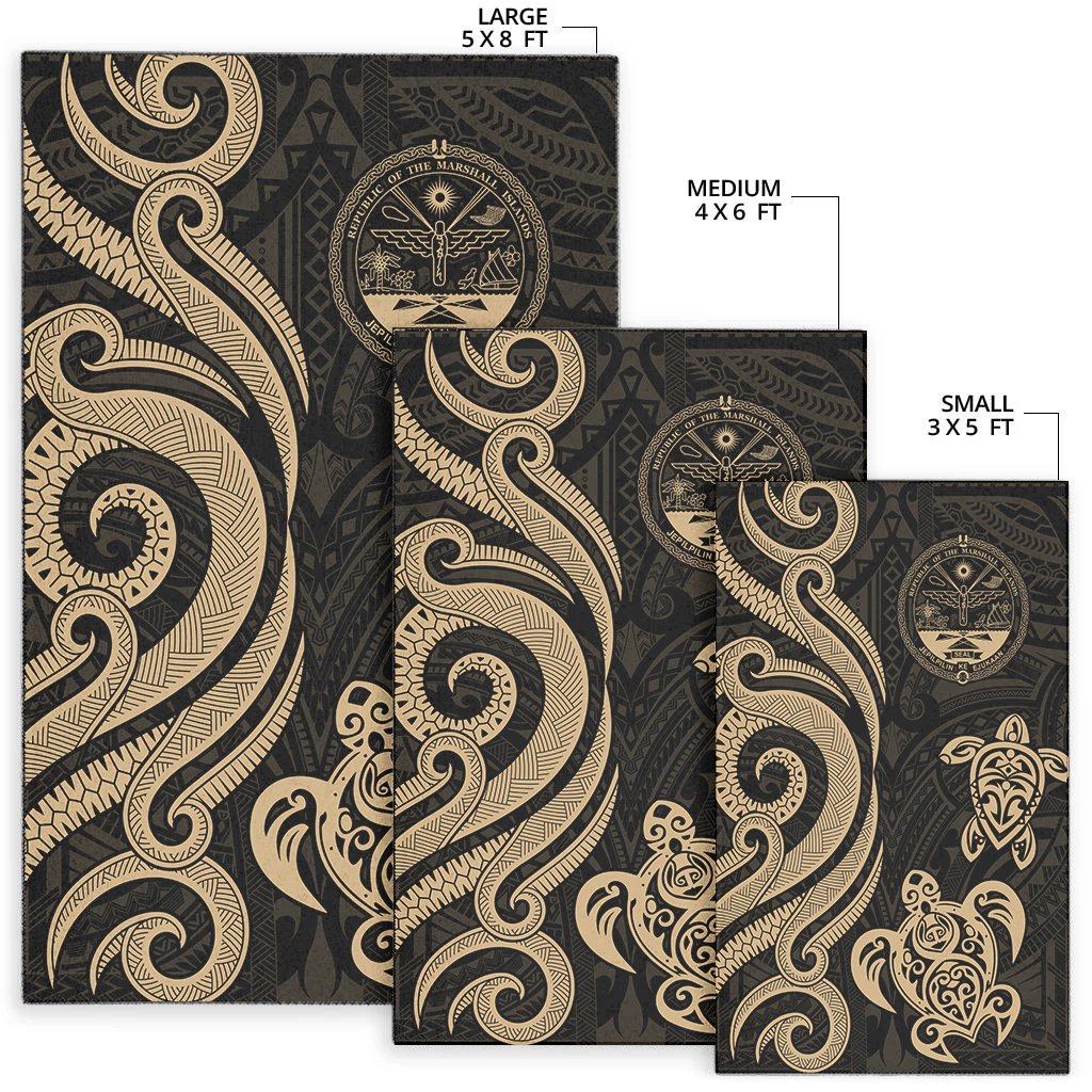 Marshall Islandss Area Rug - Gold Tentacle Turtle Crest