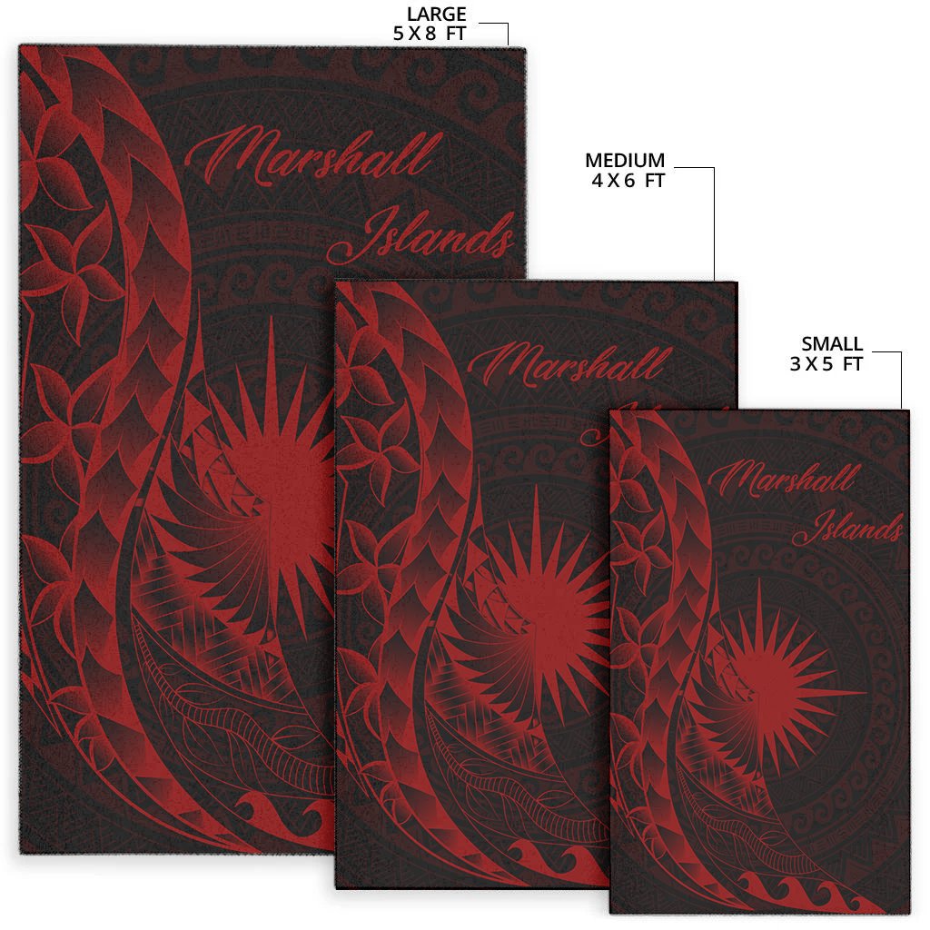Marshall Islandss Area Rug - Polynesian Pattern Style Red Color