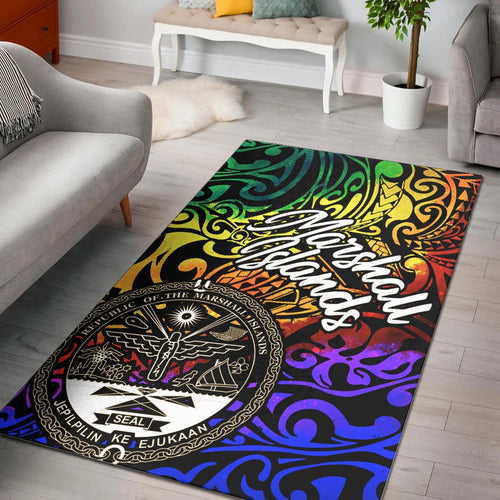 Marshall Islandss Area Rug - Rainbow Polynesian Pattern Crest