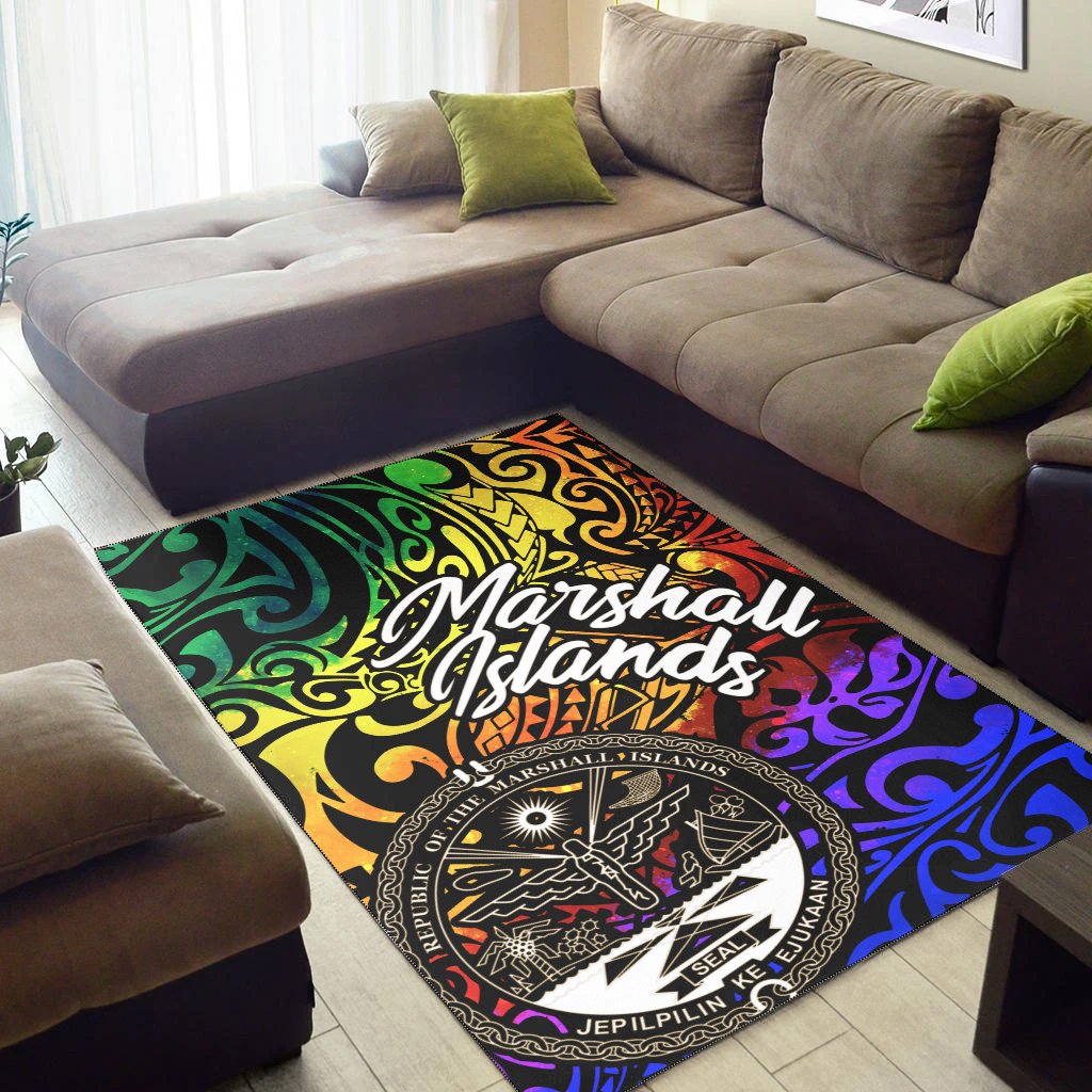 Marshall Islandss Area Rug - Rainbow Polynesian Pattern Crest