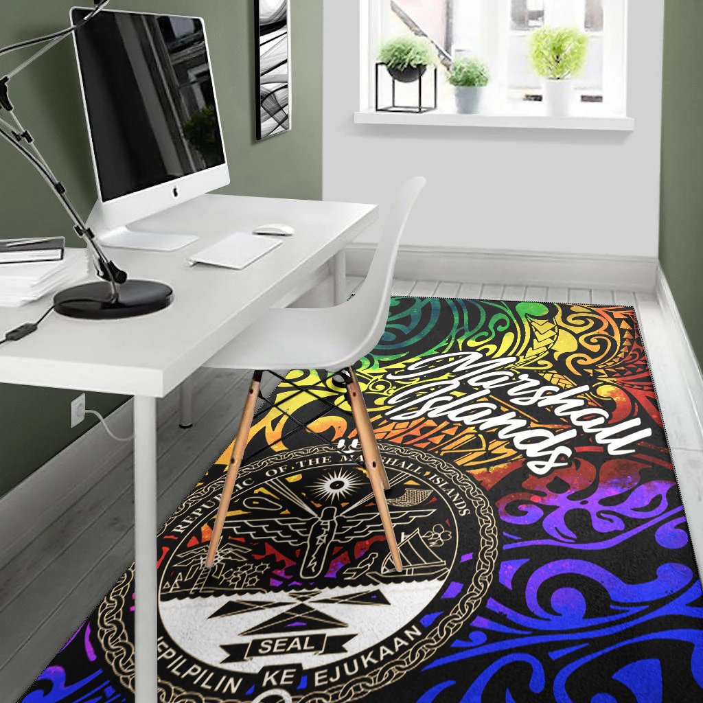 Marshall Islandss Area Rug - Rainbow Polynesian Pattern Crest