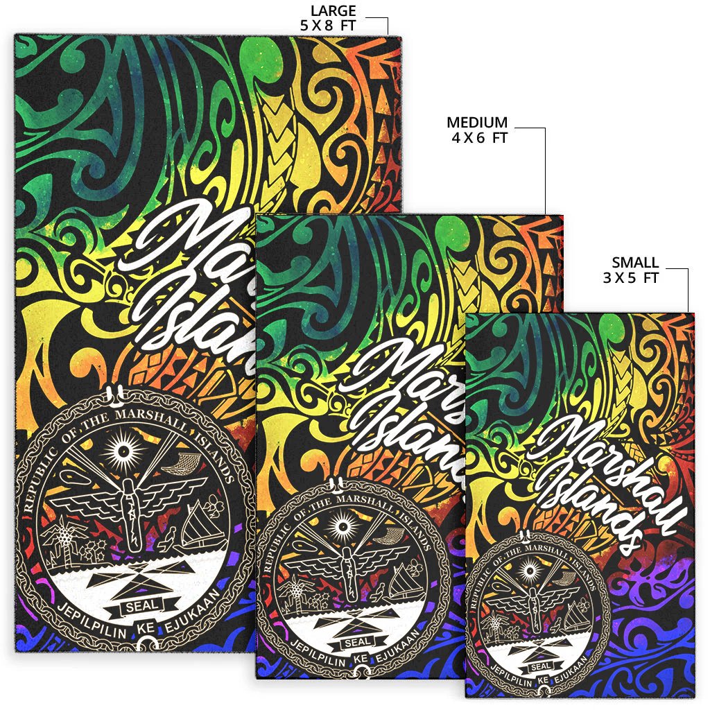Marshall Islandss Area Rug - Rainbow Polynesian Pattern Crest