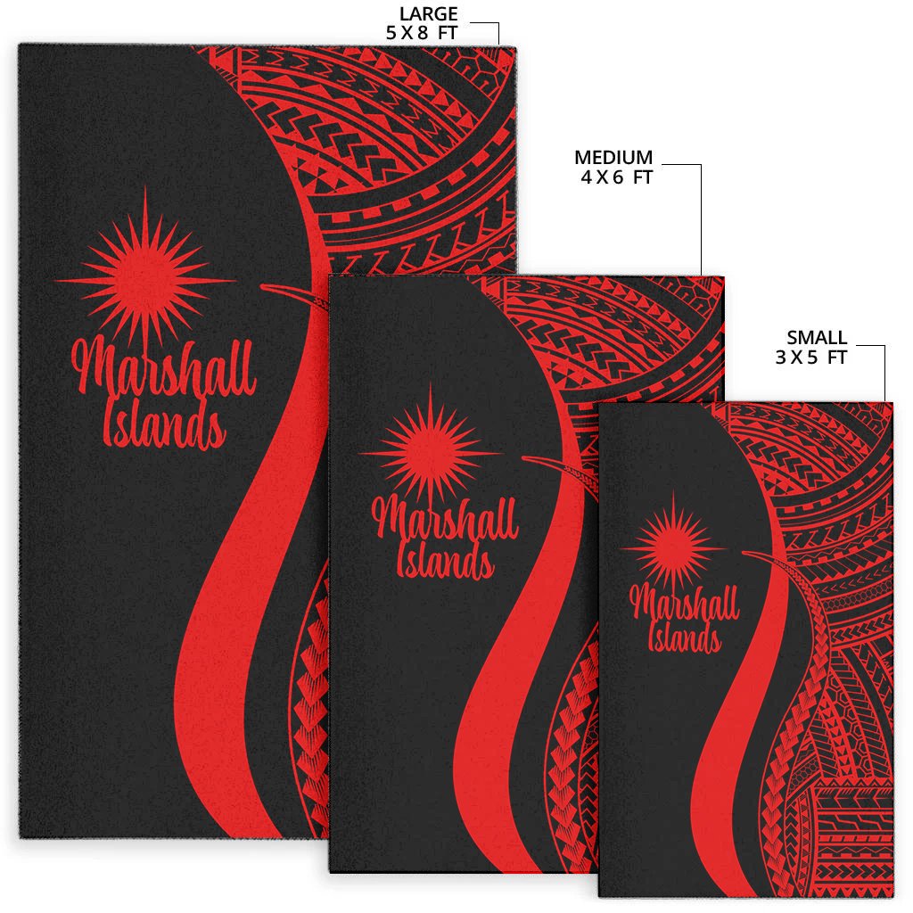 Marshall Islandss Area Rug - Red Polynesian Tentacle Tribal Pattern