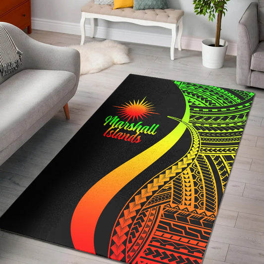 Marshall Islandss Area Rug - Reggae Polynesian Tentacle Tribal Pattern