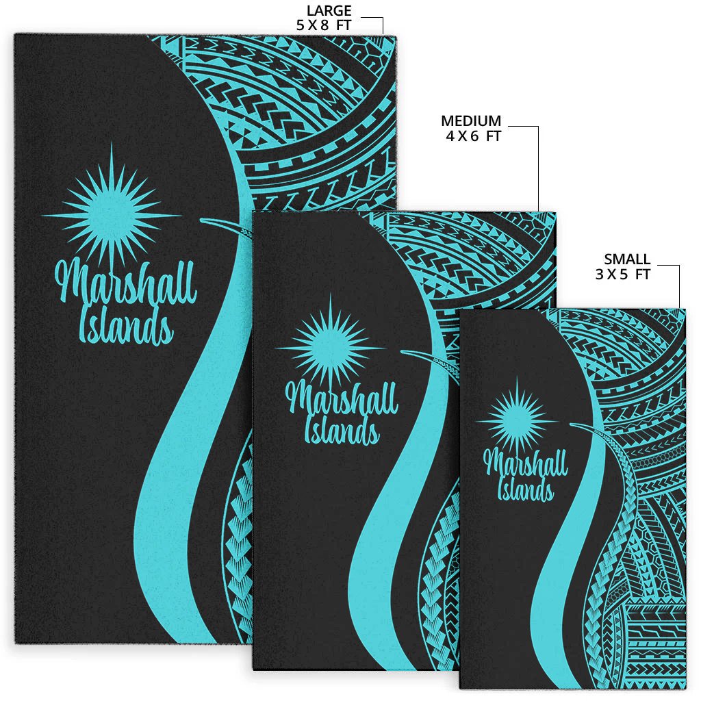 Marshall Islandss Area Rug - Turquoise Polynesian Tentacle Tribal Pattern