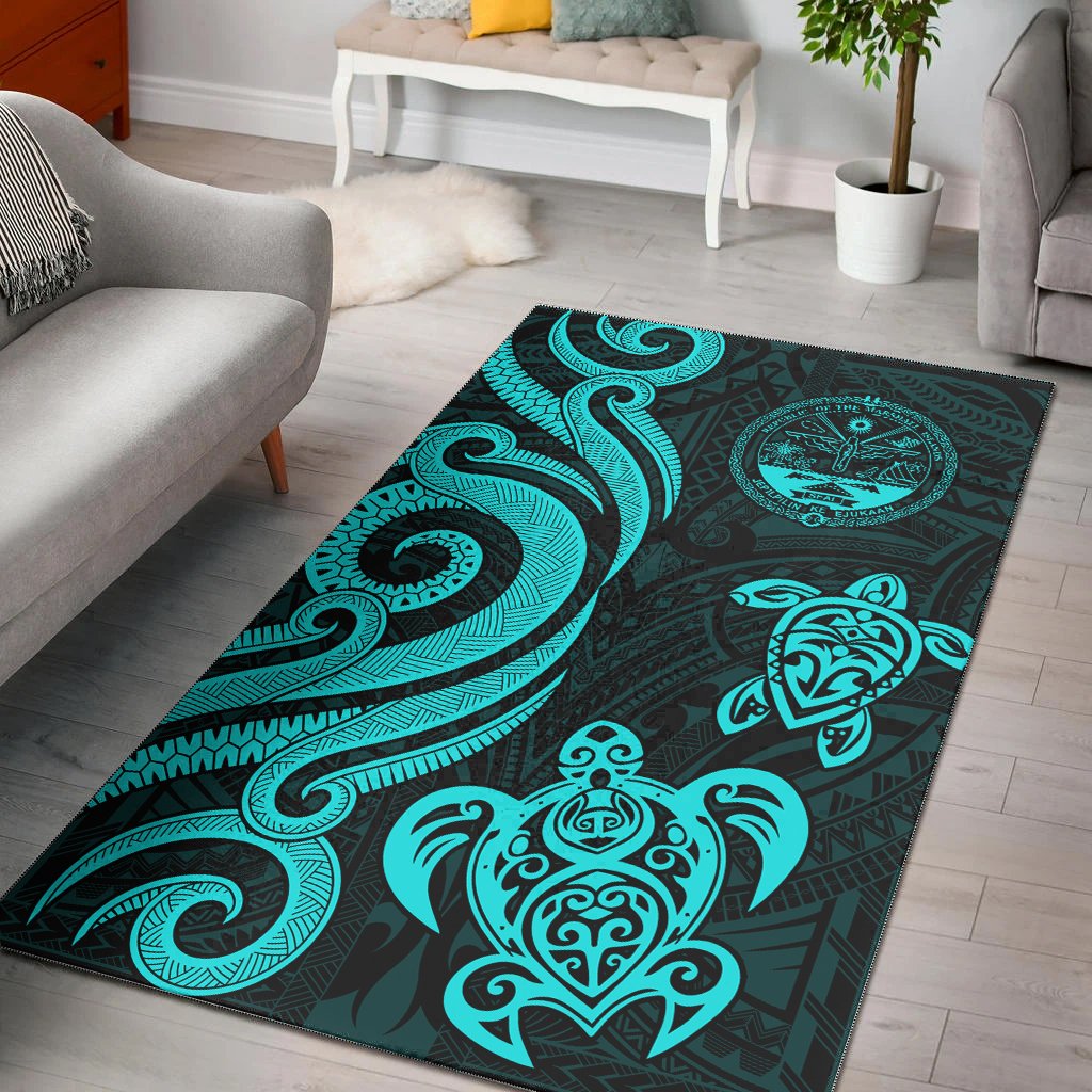 Marshall Islandss Area Rug - Turquoise Tentacle Turtle Crest