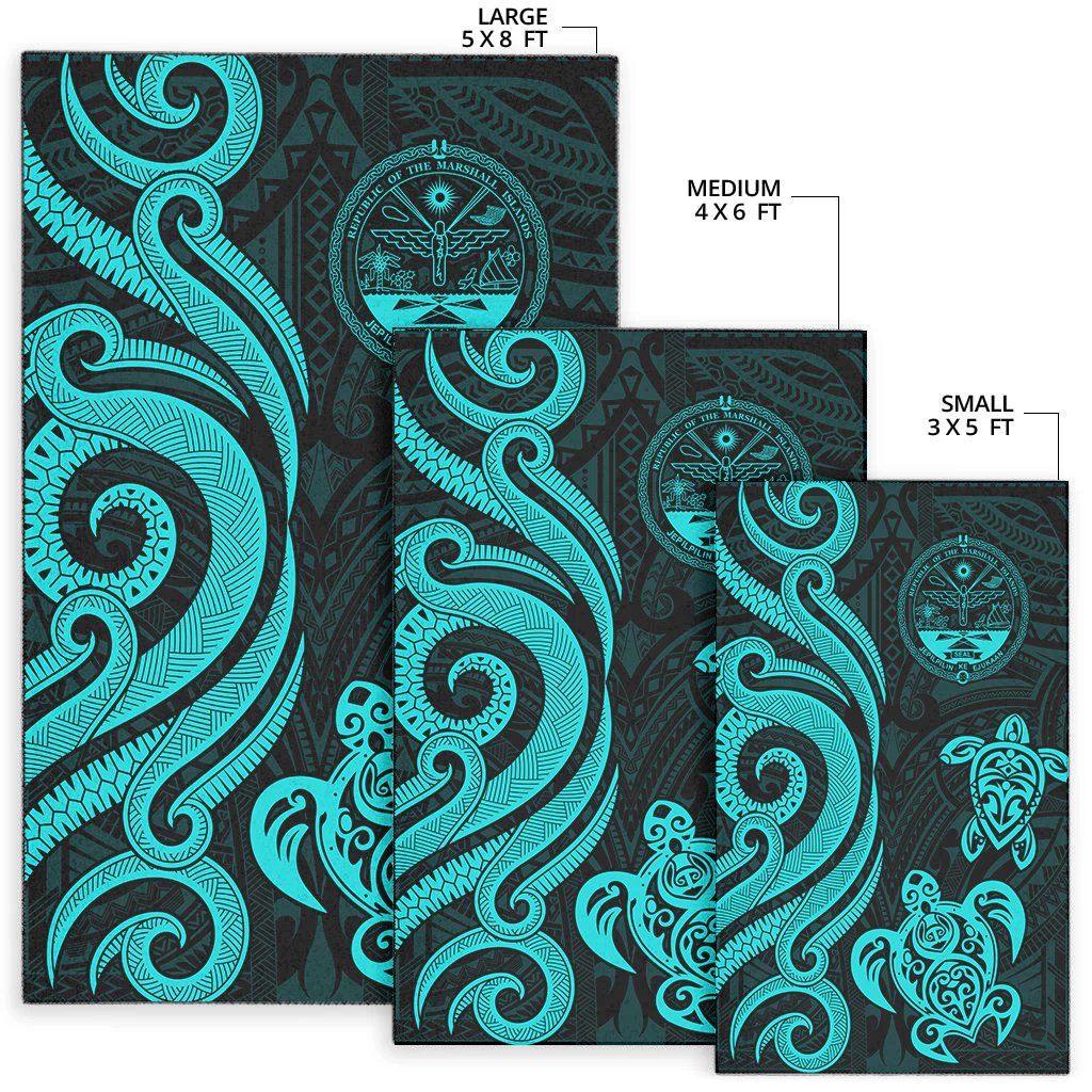 Marshall Islandss Area Rug - Turquoise Tentacle Turtle Crest