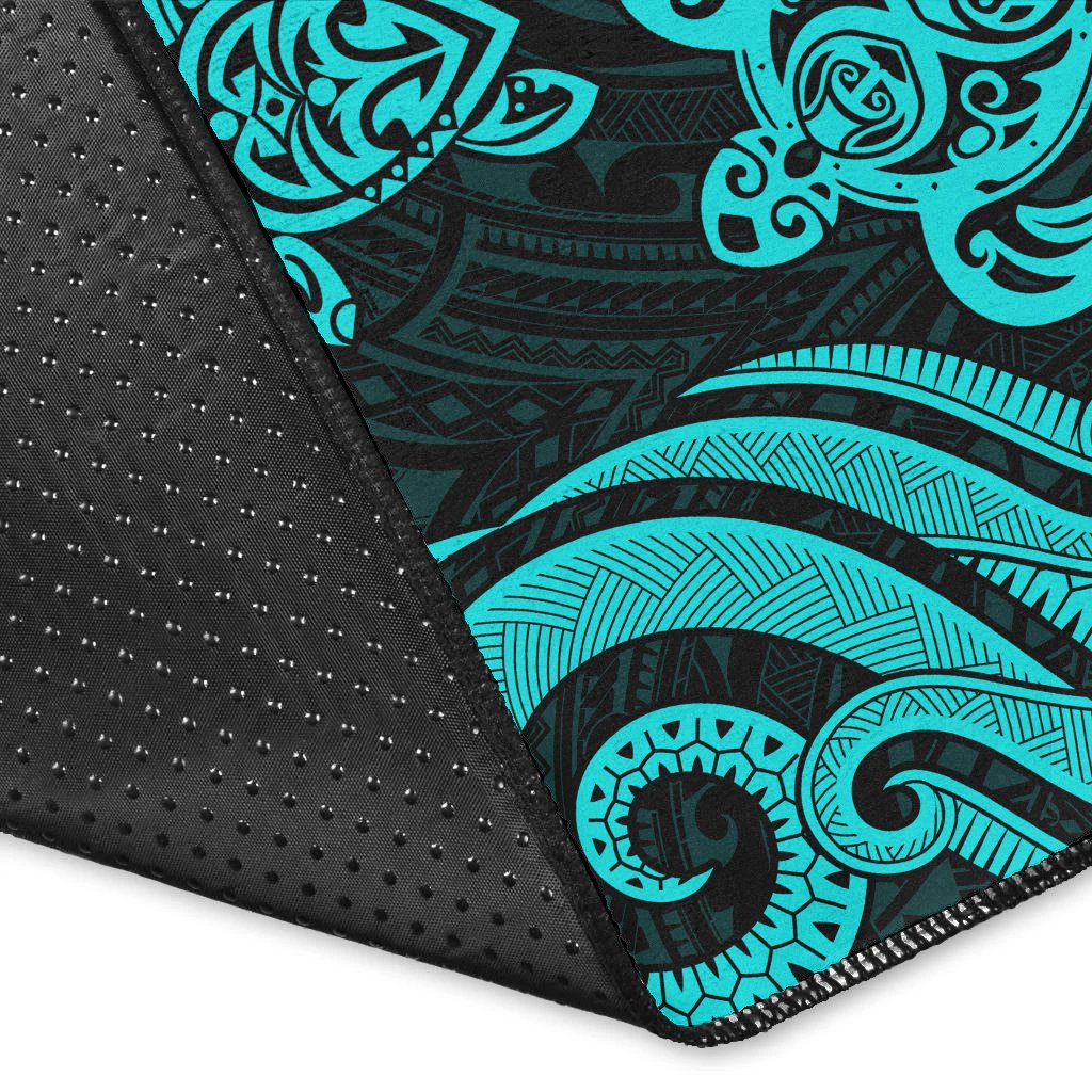 Marshall Islandss Area Rug - Turquoise Tentacle Turtle Crest