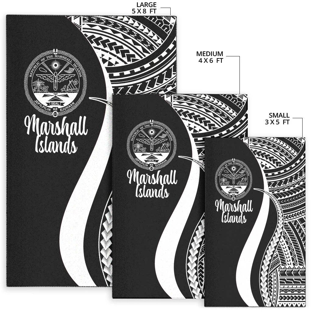 Marshall Islandss Area Rug - White Polynesian Tentacle Tribal Pattern Crest