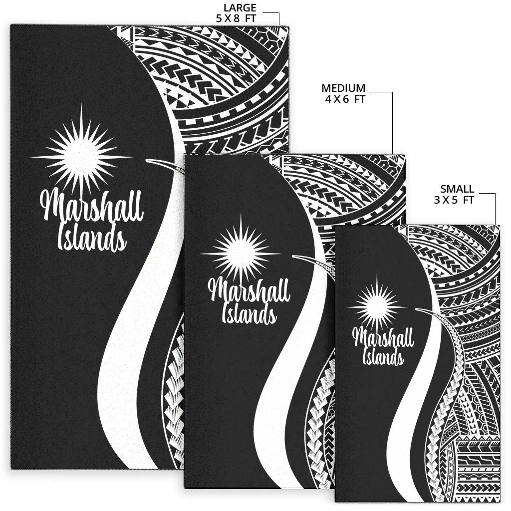 Marshall Islandss Area Rug - White Polynesian Tentacle Tribal Pattern