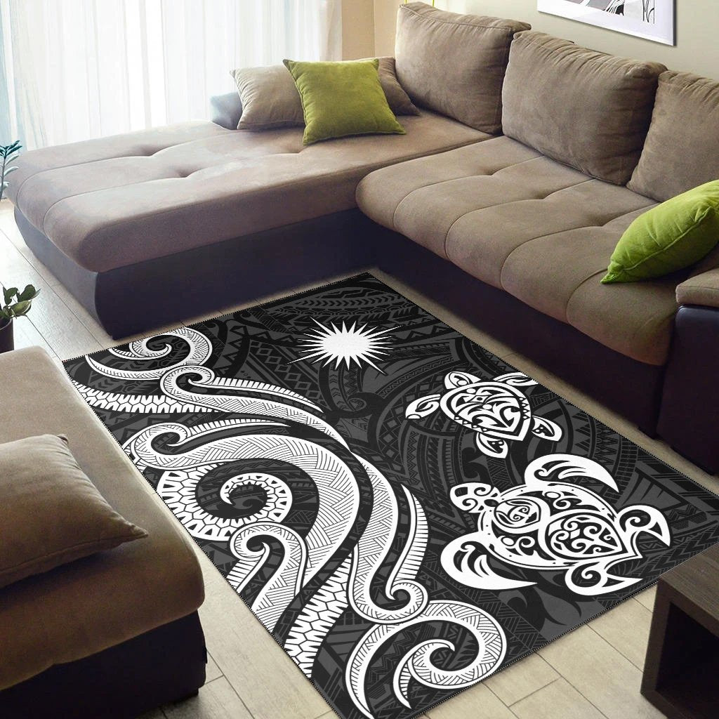 Marshall Islandss Area Rug - White Tentacle Turtle