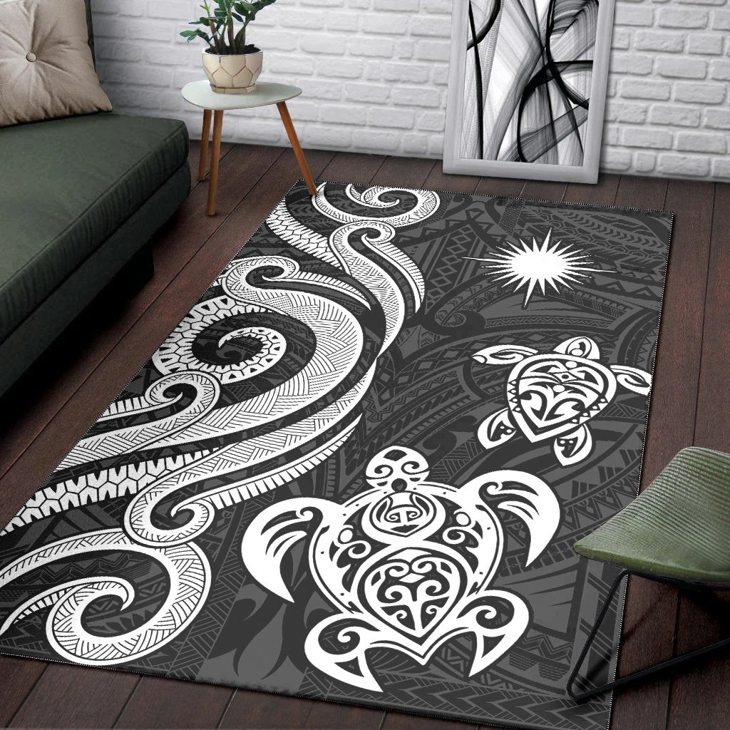 Marshall Islandss Area Rug - White Tentacle Turtle