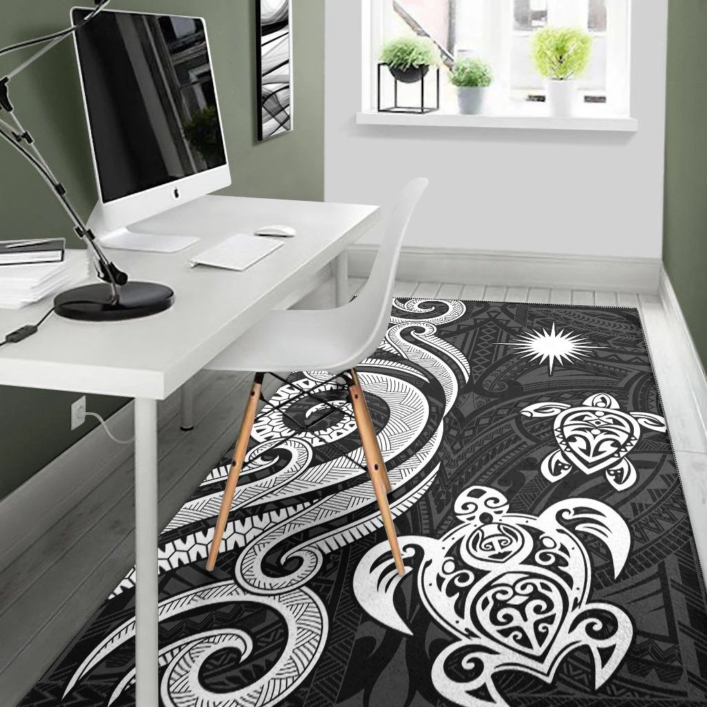 Marshall Islandss Area Rug - White Tentacle Turtle