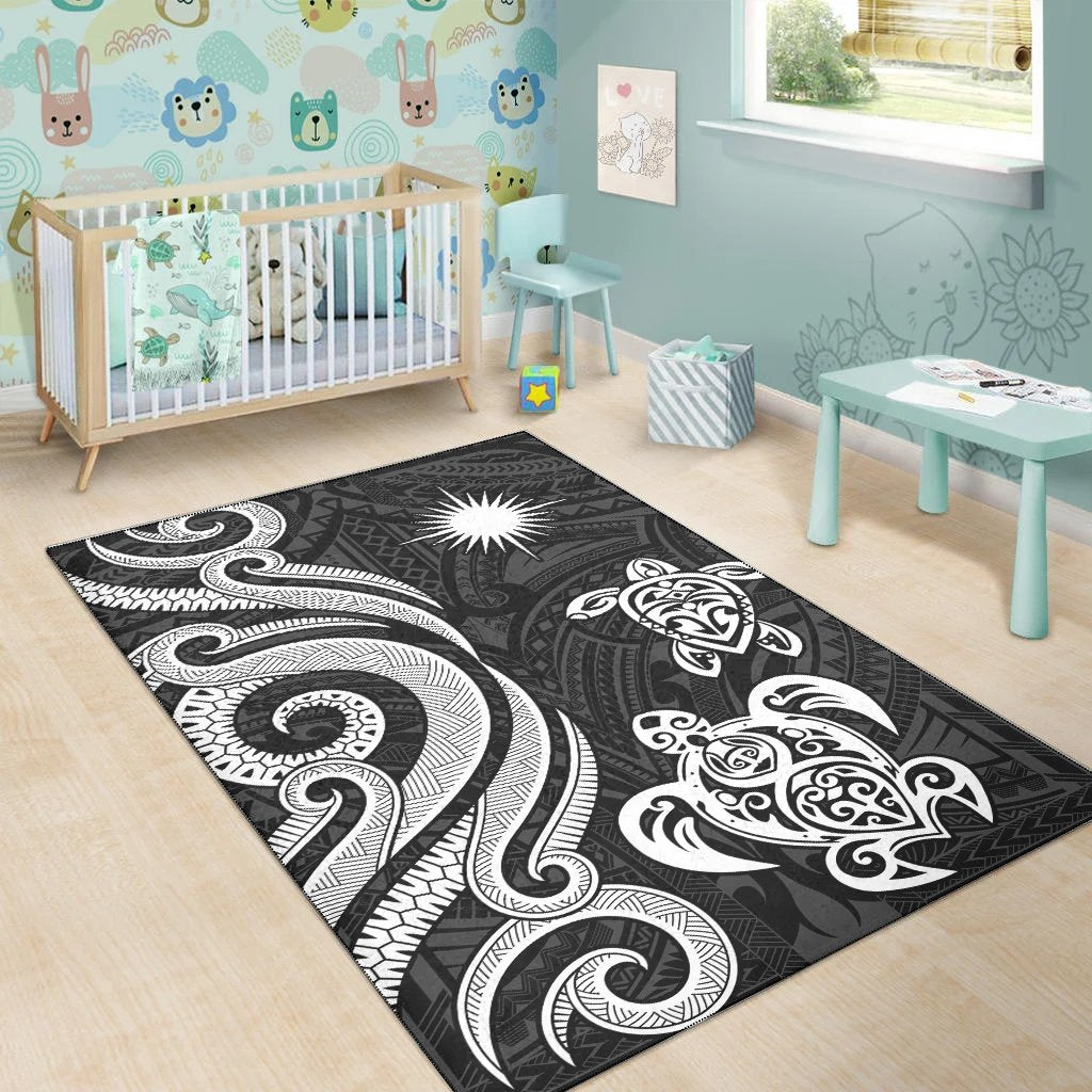 Marshall Islandss Area Rug - White Tentacle Turtle
