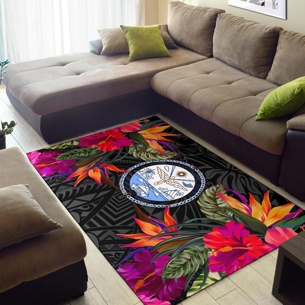 Marshall Islandss Area Rugs Hibiscus Polynesian Pattern