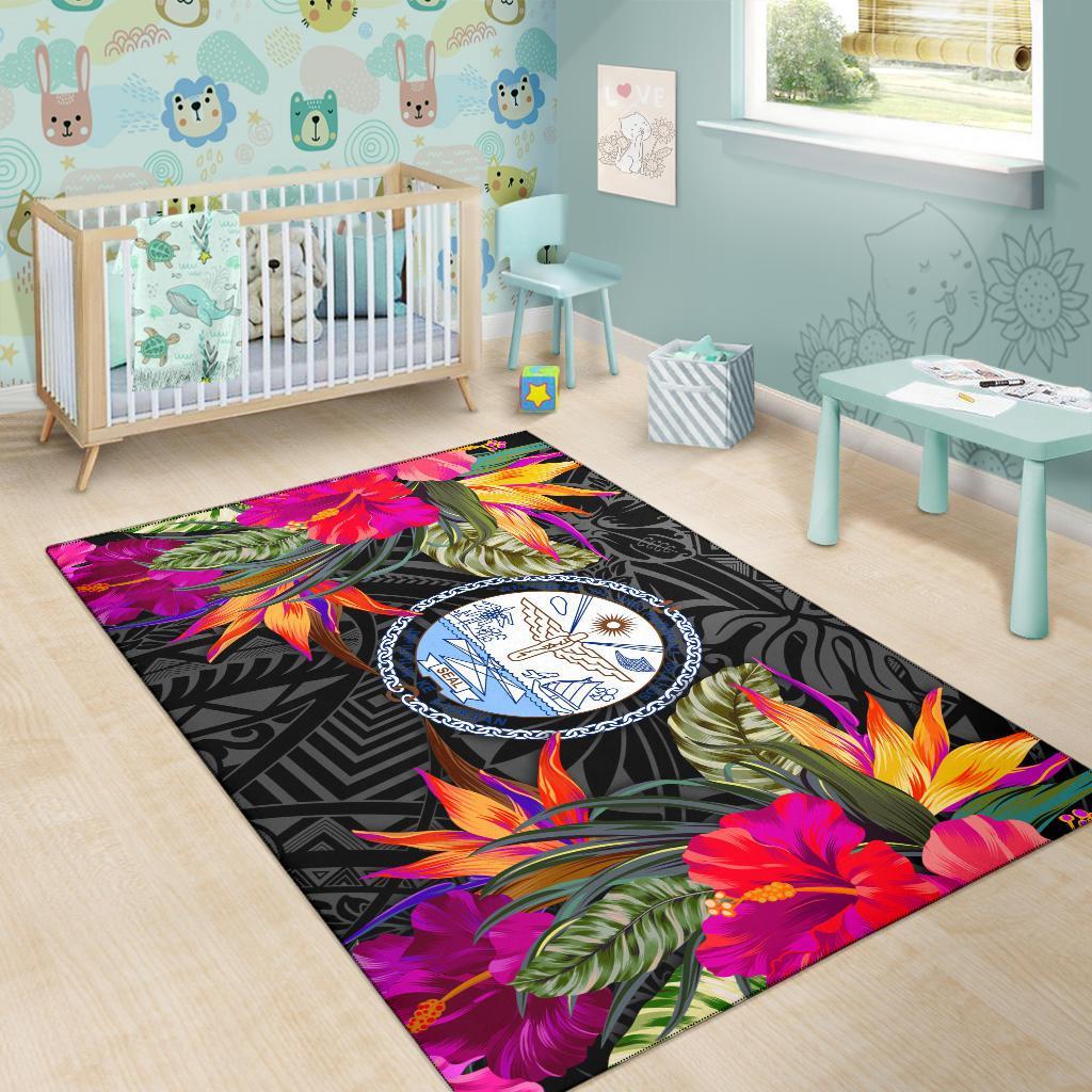 Marshall Islandss Area Rugs Hibiscus Polynesian Pattern