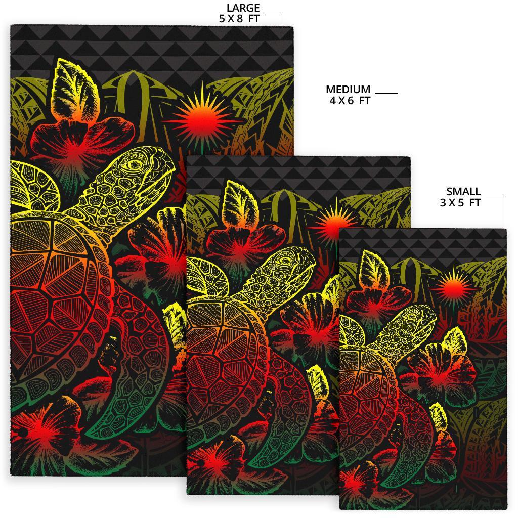 Marshall Islands Area Rugs Turtle Hibiscus Reggae