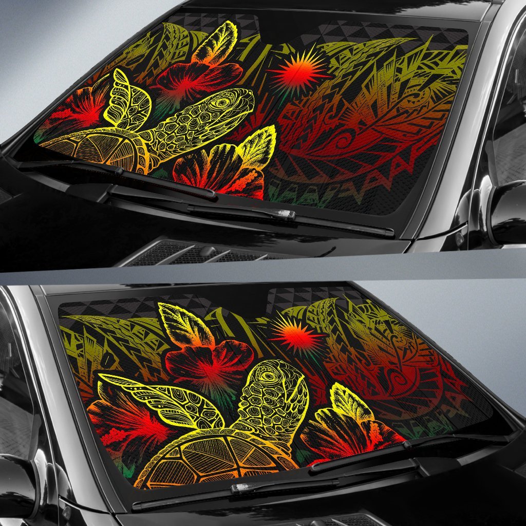 Marshall Islands Auto Sun Shades Turtle Hibiscus Reggae