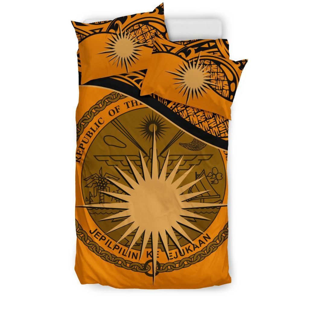 Marshall Islands Duvet Cover Set - Marshall Islands Coat Of Arms & Flag Orange
