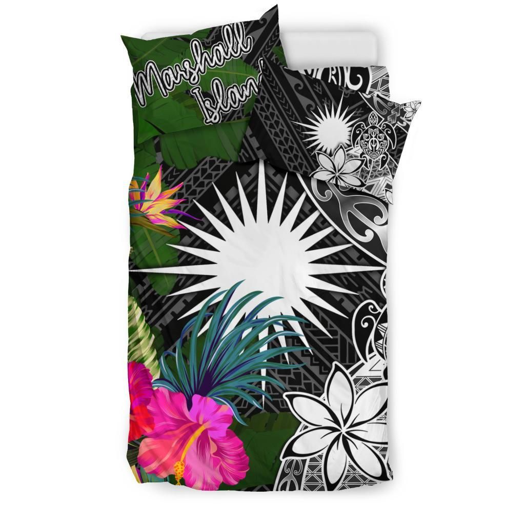 Marshall Islands Bedding Set - Turtle Plumeria Banana Leaf