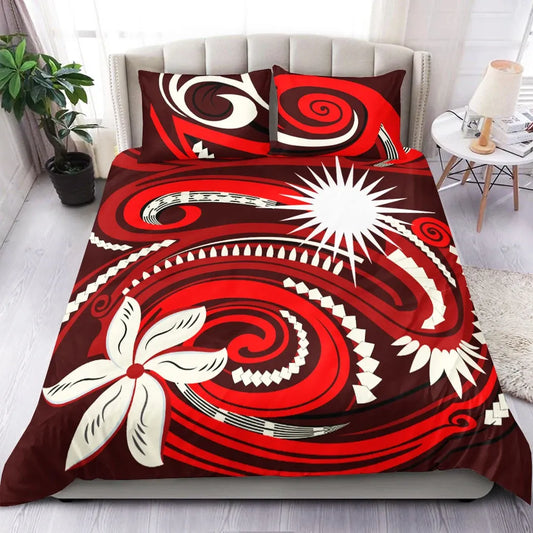 Marshall Islands Bedding Set - Vortex Style Red Color