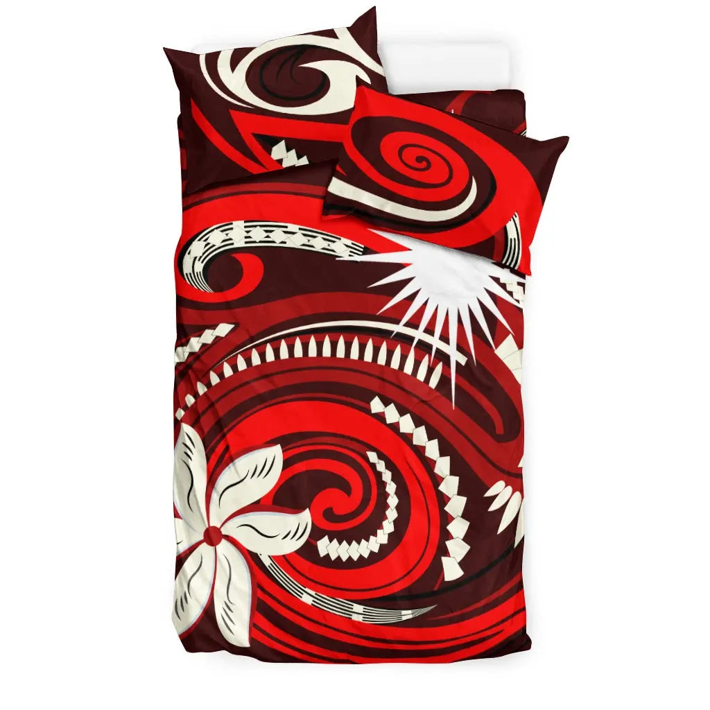 Marshall Islands Bedding Set - Vortex Style Red Color