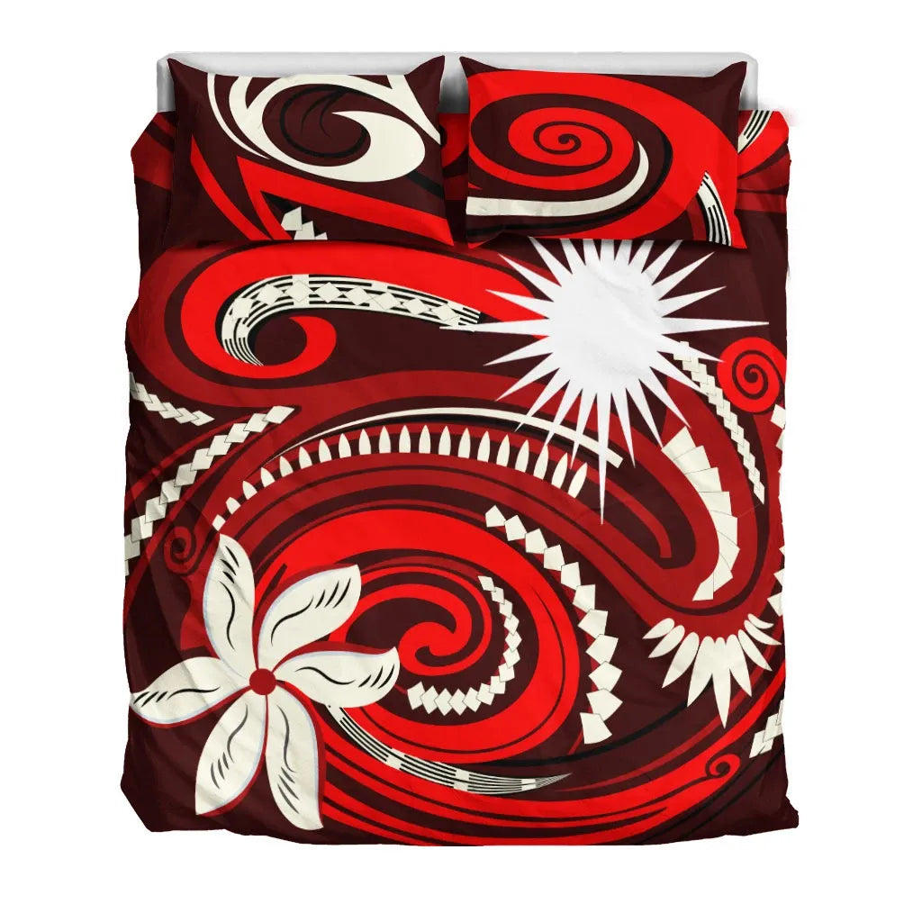 Marshall Islands Bedding Set - Vortex Style Red Color