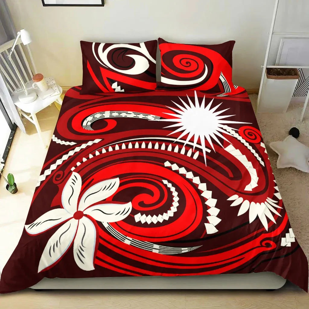 Marshall Islands Bedding Set - Vortex Style Red Color