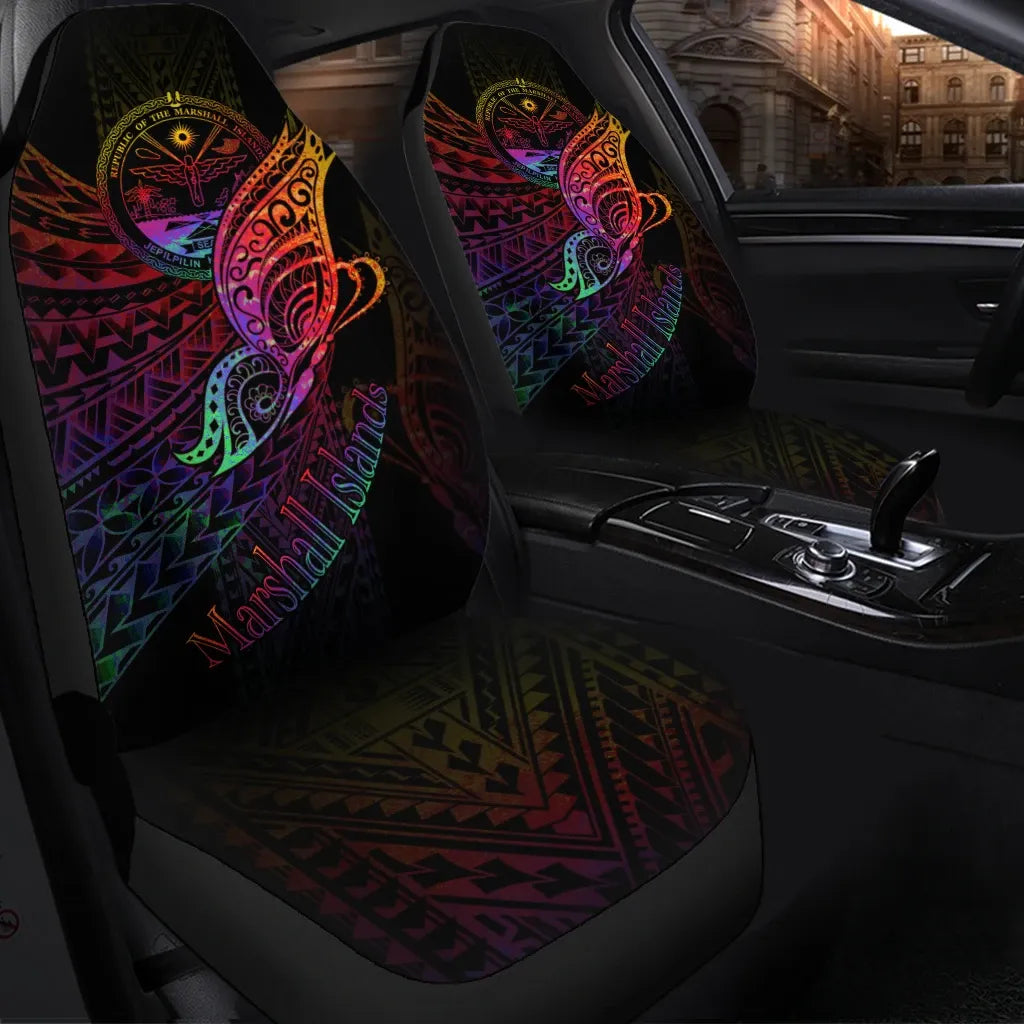 Marshall Islands Car Seat Cover - Butterfly Polynesian Style