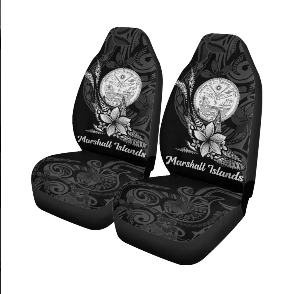 Marshall Islands Car Seat Cover - Fish With Plumeria Flowers Style