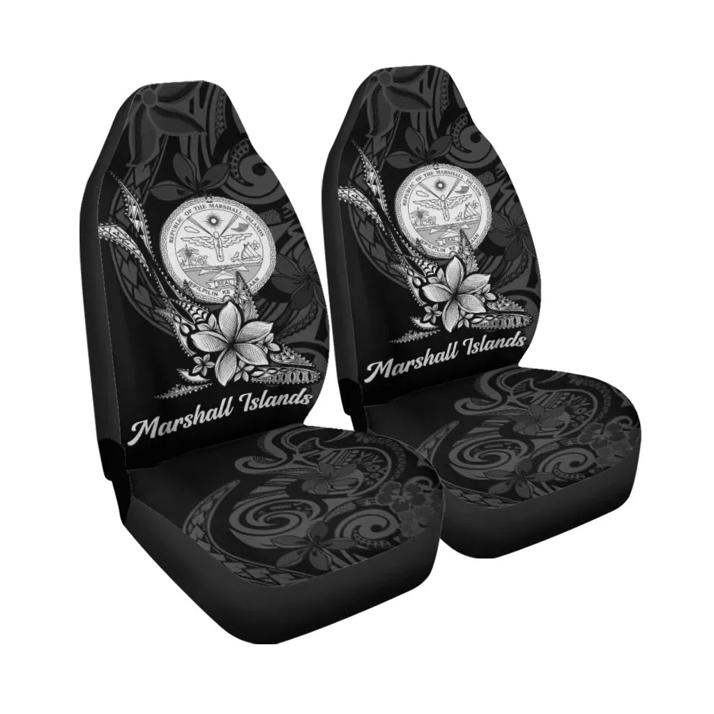 Marshall Islands Car Seat Cover - Fish With Plumeria Flowers Style