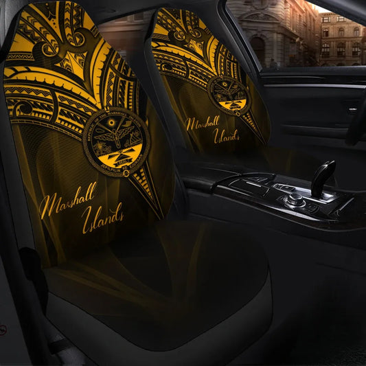 Marshall Islands Car Seat Cover - Gold Color Cross Style