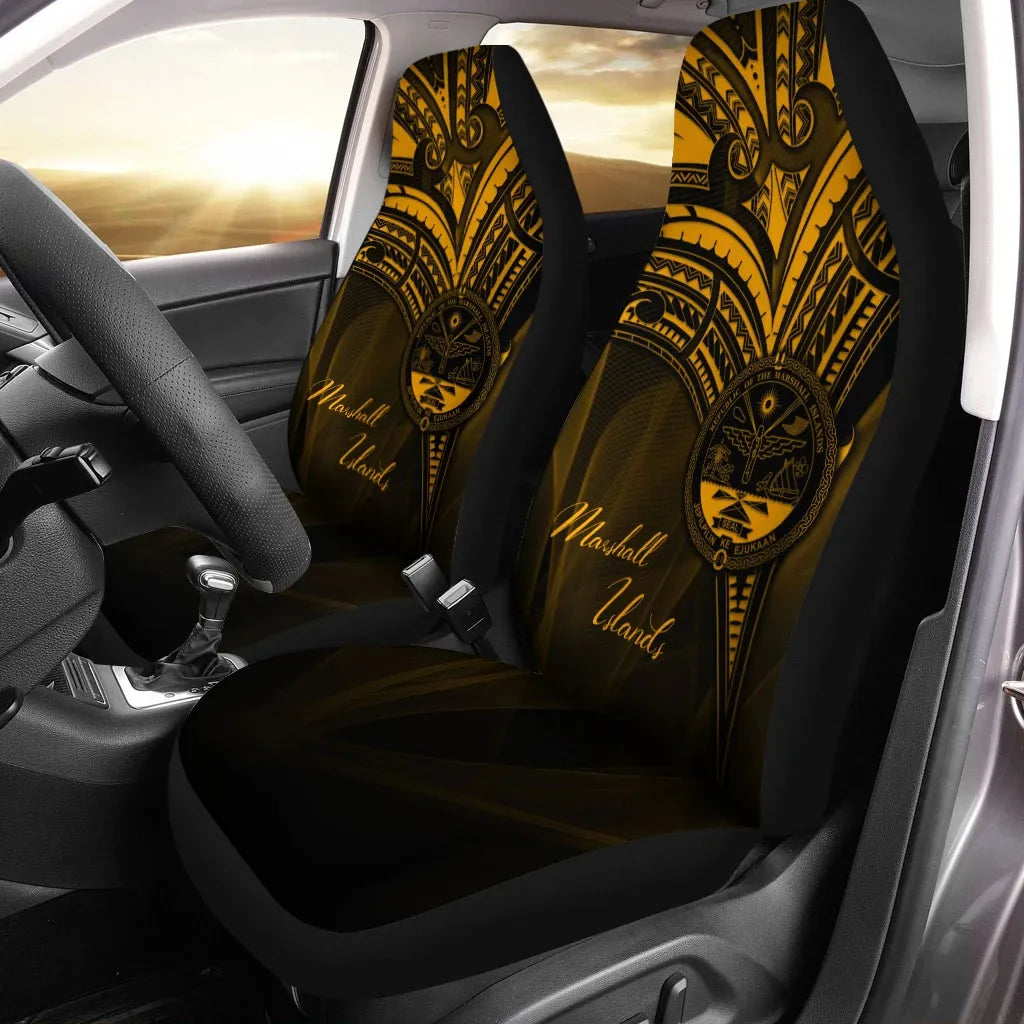 Marshall Islands Car Seat Cover - Gold Color Cross Style