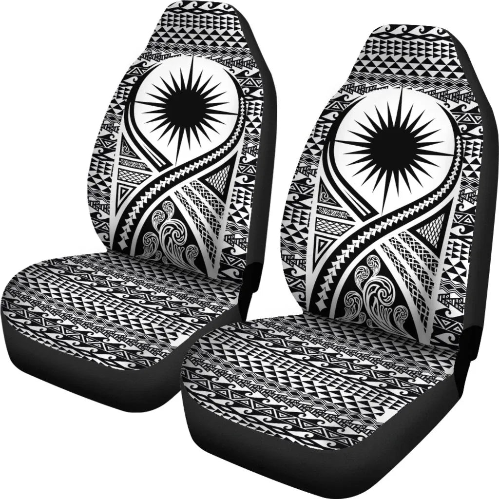 Marshall Islands Car Seat Cover - Marshall Islands Flag Polynesian Tattoo Black