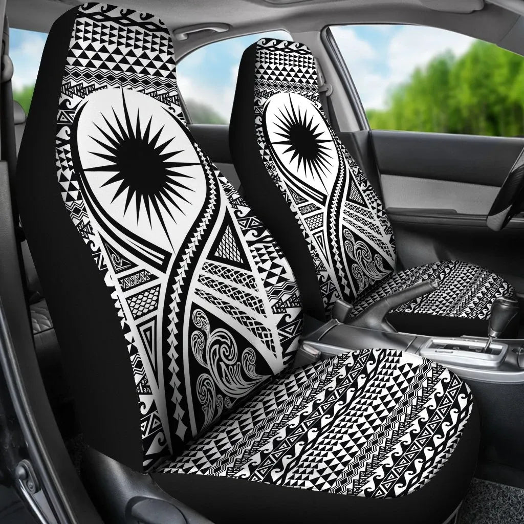 Marshall Islands Car Seat Cover - Marshall Islands Flag Polynesian Tattoo Black