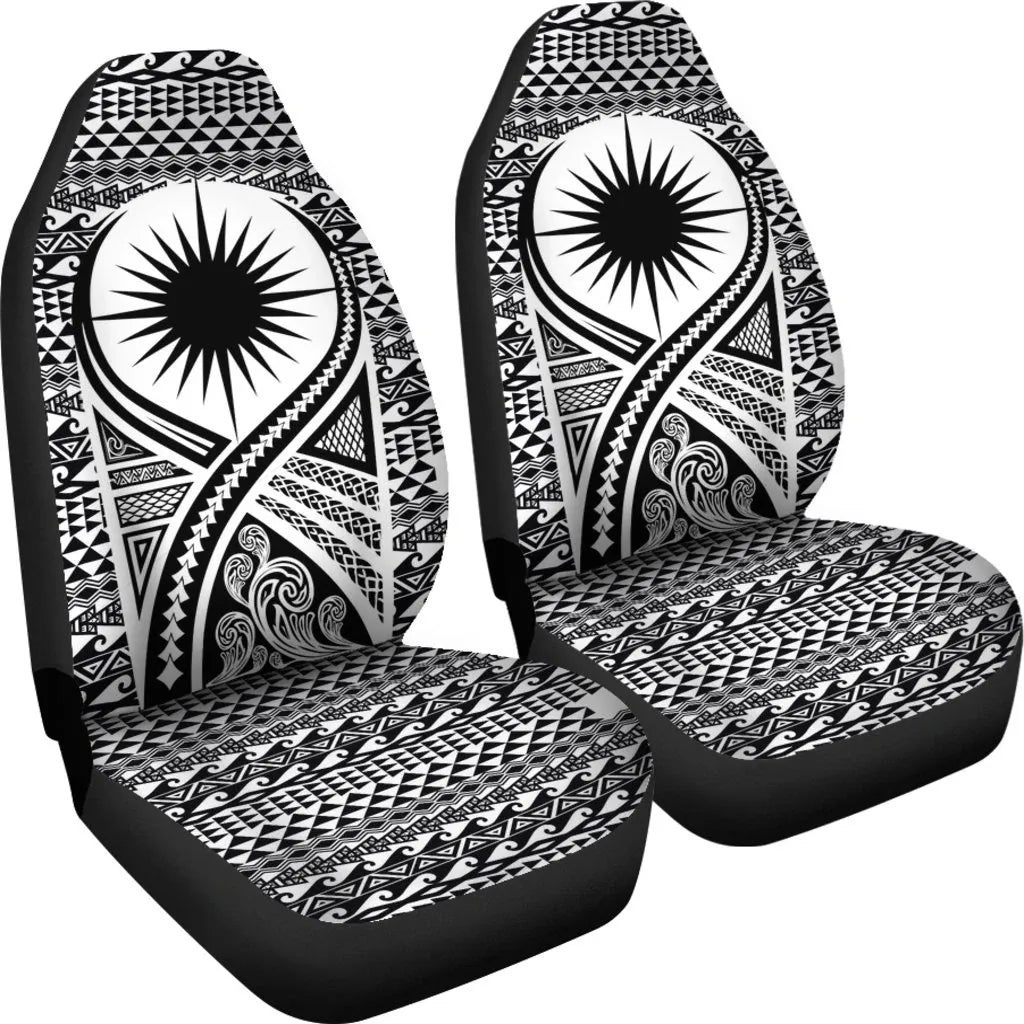 Marshall Islands Car Seat Cover - Marshall Islands Flag Polynesian Tattoo Black