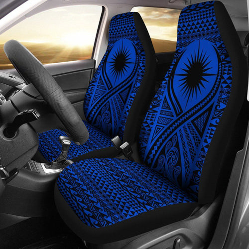 Marshall Islands Car Seat Cover - Marshall Islands Flag Polynesian Tattoo Blue