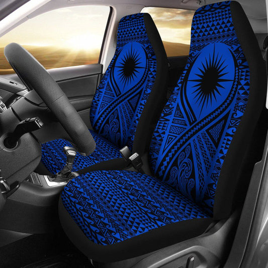 Marshall Islands Car Seat Cover - Marshall Islands Flag Polynesian Tattoo Blue